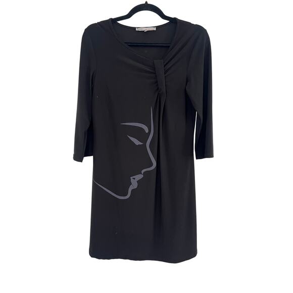 Sun Light Black 3/4 Sleeve Mini Dress Womens Size 1 Artsy Edgy Whimsi Goth - Picture 1 of 16